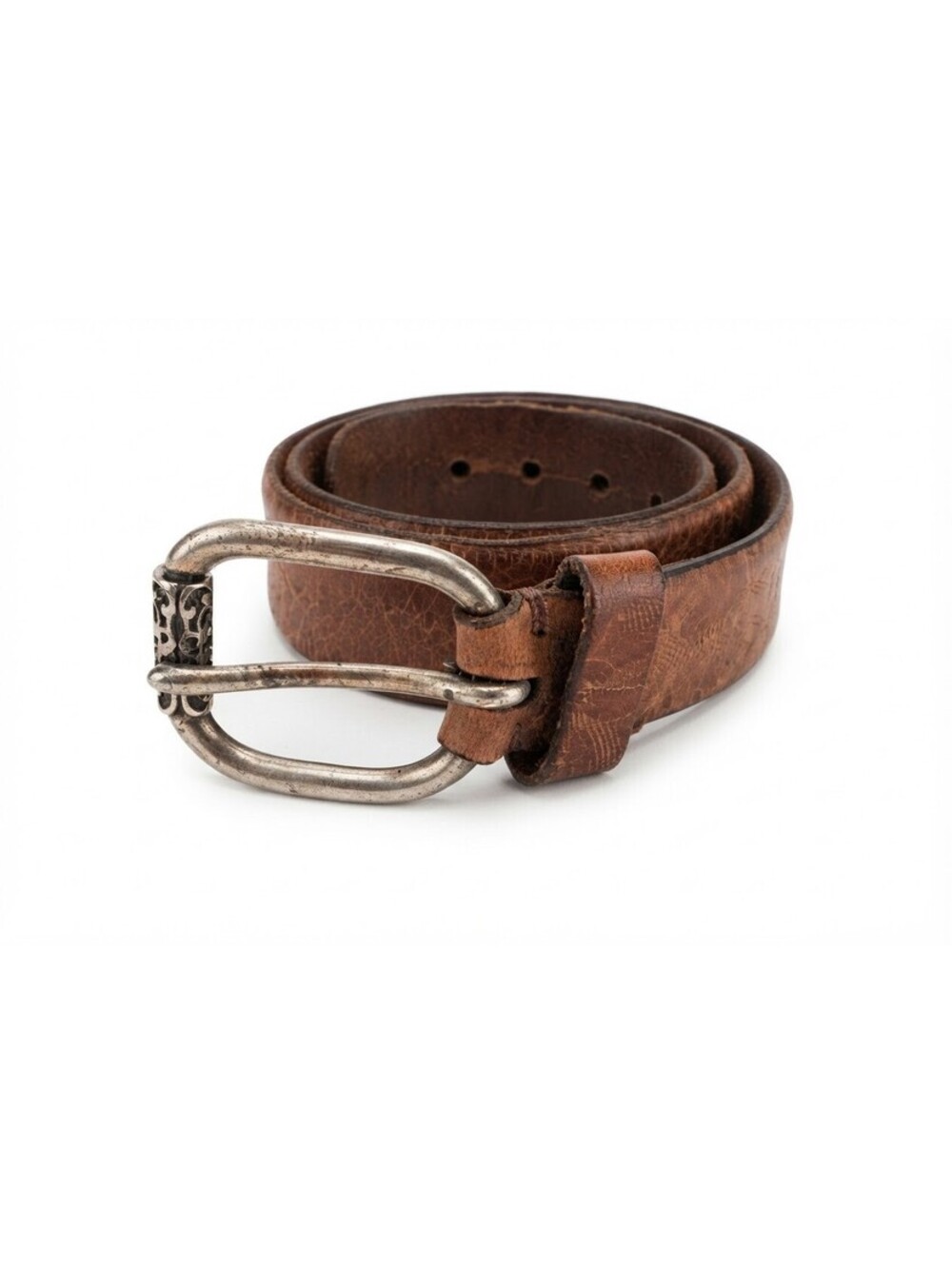Martin Dingman Brown Oil Tanned Leather Belt, Size 36 / 90, Ornate Bu
